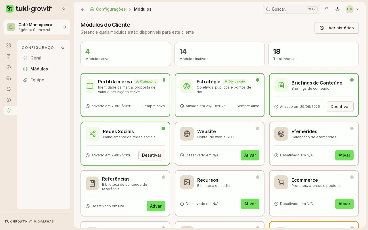 Módulos do cliente