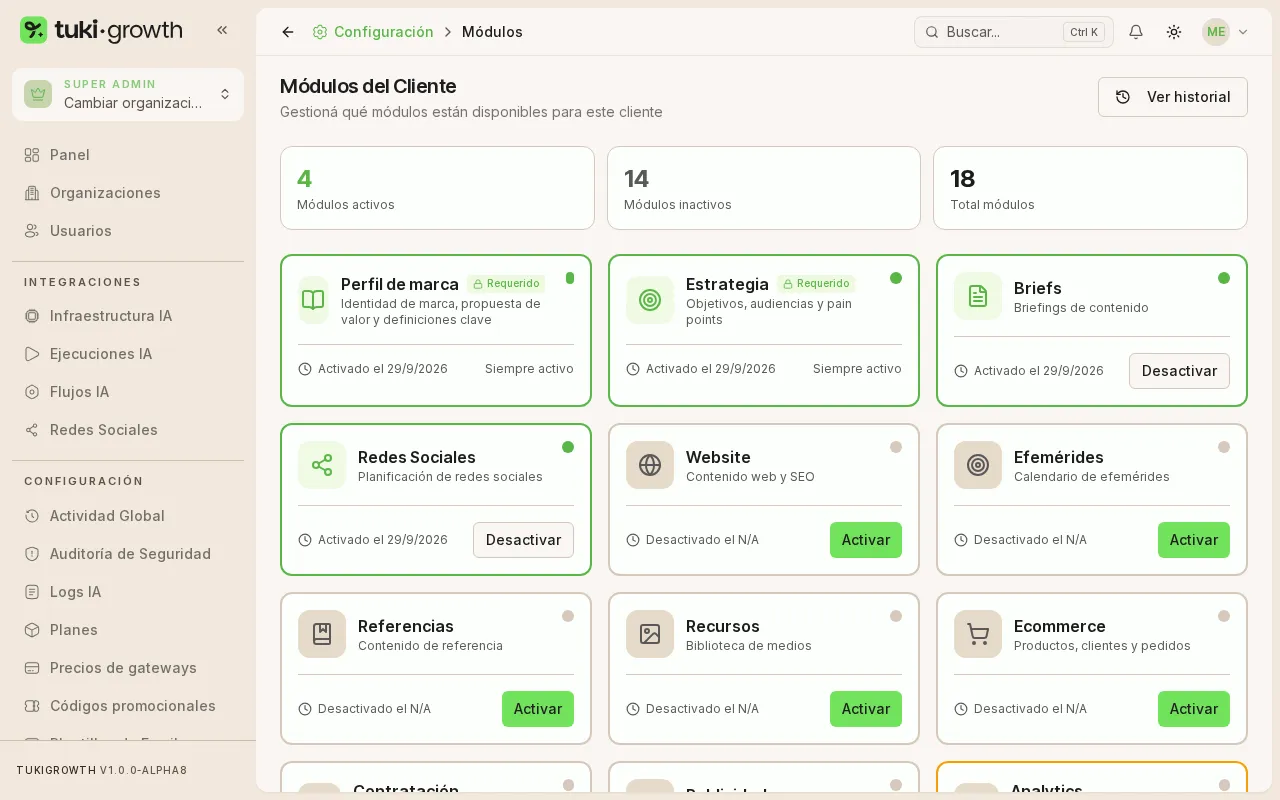 Módulos del cliente